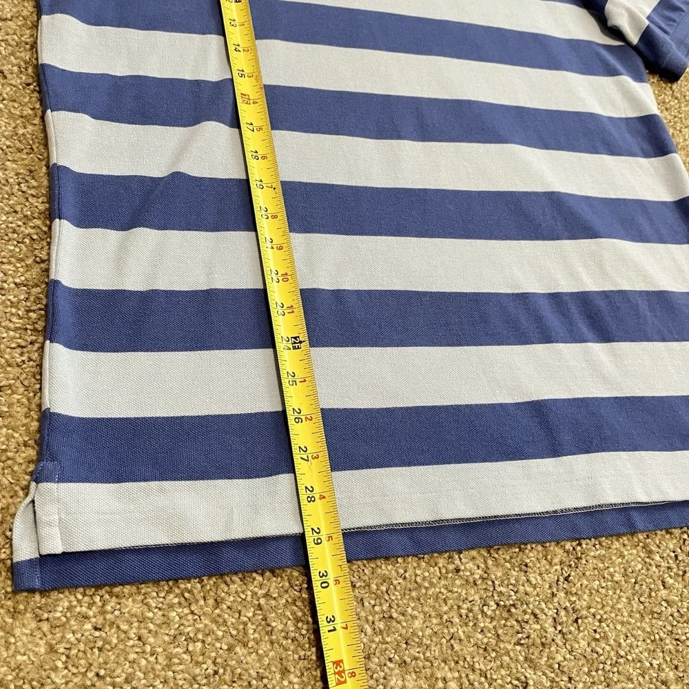 Polo Ralph Lauren Men's M Mesh Polo Shirt Blue Stripe Pony Logo Y2K Style Preppy